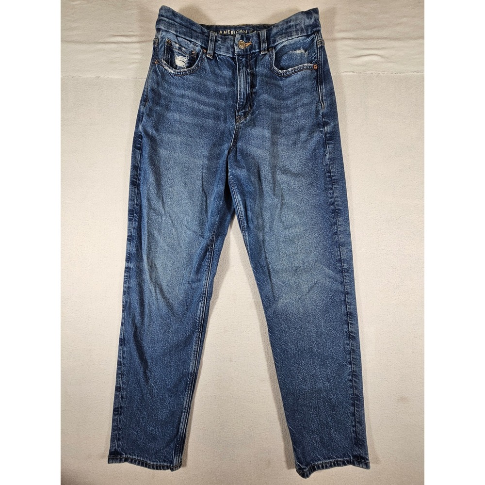 American Eagle Curvy Mom Jeans Womens 8 Regular Blue Strigid High Rise Tapered